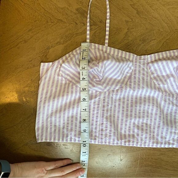 Anthropologie Bustier Top Striped Seersucker Printed Sleeveless Crop Top Size 1x - Picture 10 of 11